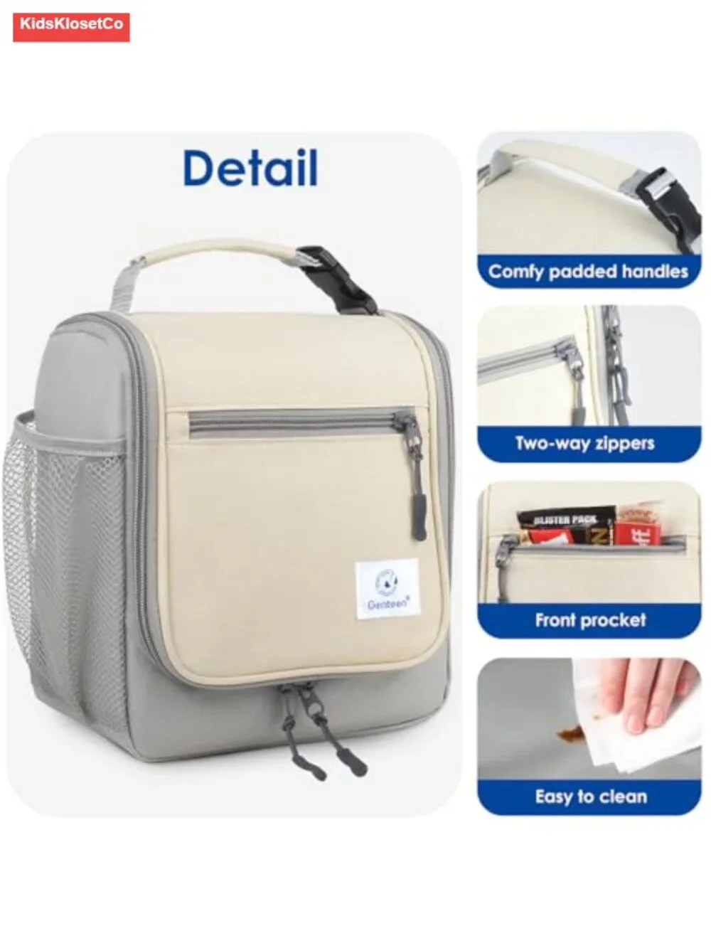Insulated Lunch Bag for Kids and Adults, Water-Resistant, Multiple Pockets,